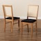 Baxton Studio Idris Mid-Century Black Fabric Upholstered and Oak brown Finished 2-Piece Rattan Dining Chair Set PR 199-2PC-12163-ZORO - alternate 8